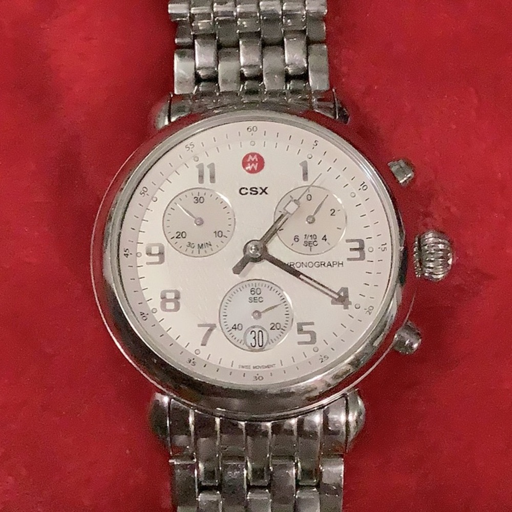 Michele CSX chronograph. Stainless steel band. New battery Good condition